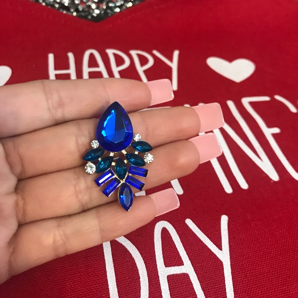 Gold earrings blue crystal - Picture 4 of 4